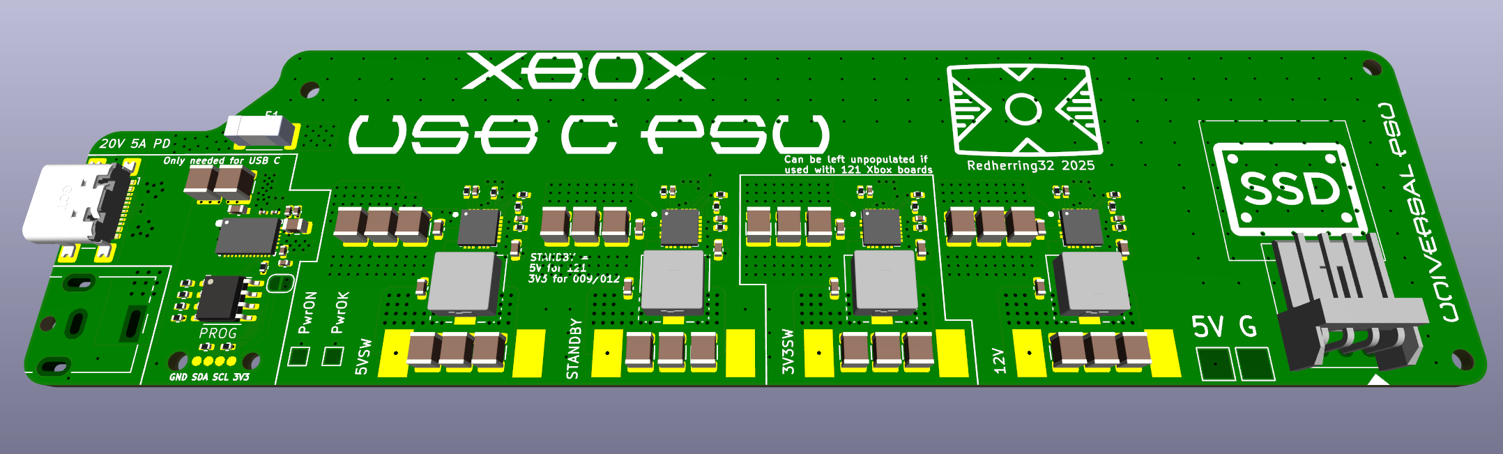 Xbox PSU USB-C Upgrade Barebone Circuitboard